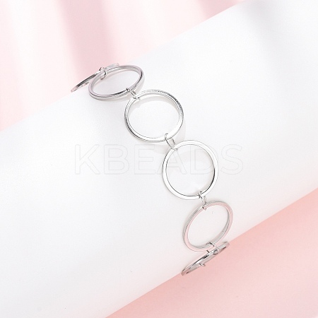304 Stainless Steel Ring Link Chain Bracelets BJEW-P373-02C-P-1