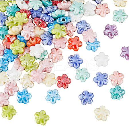 3Strands Handmade Porcelain Beads Strands PORC-DC0001-07-1