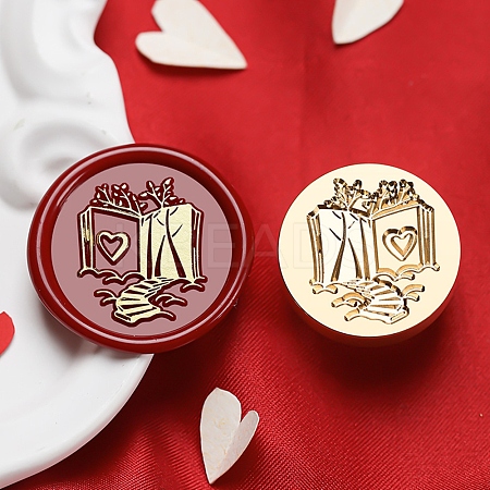 Golden Tone Round Wax Seal Brass Stamp Heads LS-AJEW-S087-01G-07-1