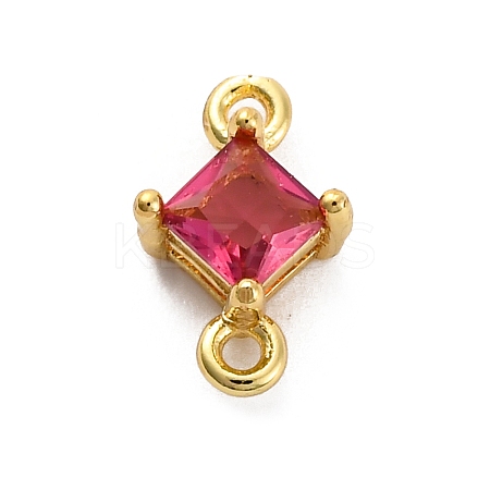 Brass Cubic Zirconia Rhombus Connector Charms KK-F894-12G-03-1