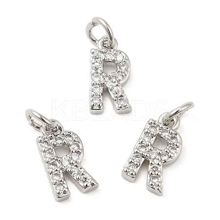 Brass Micro Pave Grade AAA Cubic Zirconia Charms ZIRC-P067-11P-R-NR-1