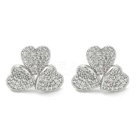 Rack Plating Brass Micro Pave Clear Cubic Zirconia Stud Earrings for Women EJEW-M260-10P-1