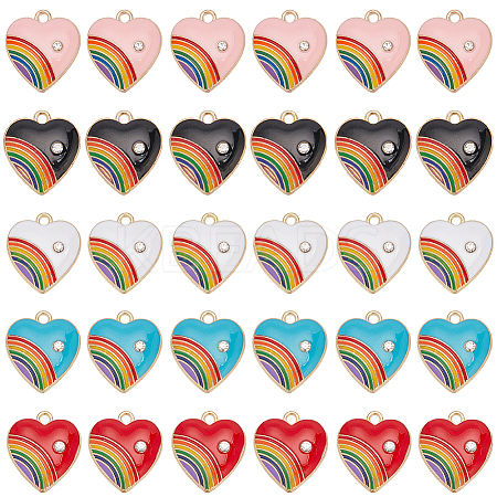 30Pcs 5 Colors Alloy Enamel Pendant ENAM-SC0004-17-1