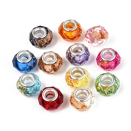 Transparent Resin Rondelle European Beads RESI-N044-01-1