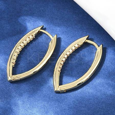 Brass Micro Pave Clear Cubic Zirconia Horse Eye Hoop Earrings EJEW-G446-04A-G-1