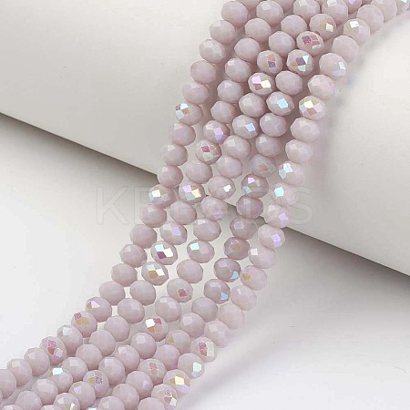 Electroplate Opaque Solid Color Glass Beads Strands EGLA-A034-P8mm-L08-1