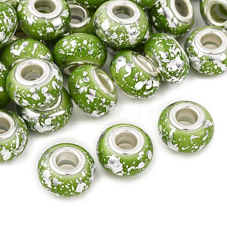 Opaque Resin Rondelle European Beads RESI-Z046-03G-1