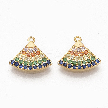 Brass Colorful  Cubic Zirconia Charms ZIRC-Q021-037G-NF-1