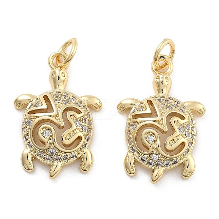 Brass Pave Clear Cubic Zirconia Pendants KK-U009-12I-G-1