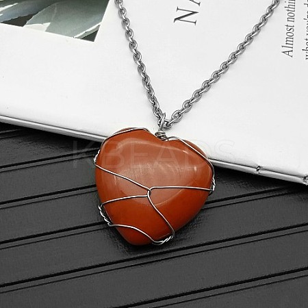 Natural Red Jasper Pendant Necklaces CY8832-7-1