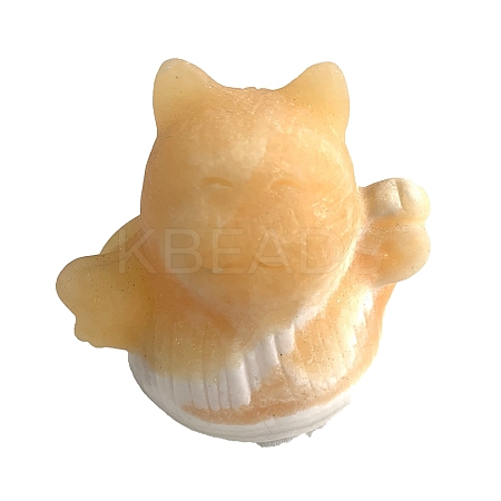 Natural Calcite Carved Healing Lucky Cat Figurines PW-WG20972-04-1