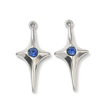 304 Stainless Steel Rhinestone Pendants STAS-L308-04B-P-1