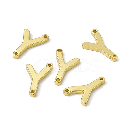 Rack Plating Brass Letter Connector Charms KK-C007-38G-Y-1