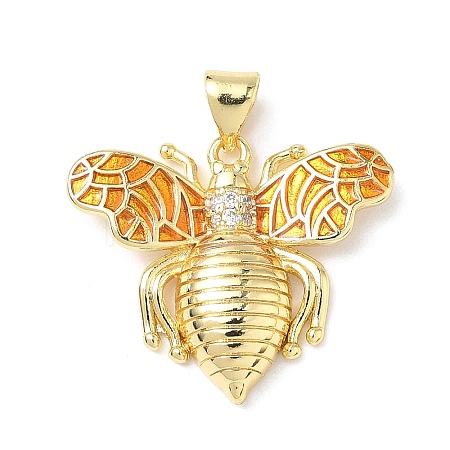 Brass Micro Pave Cubic Zirconia & Enamel Pendants KK-L253-05G-1