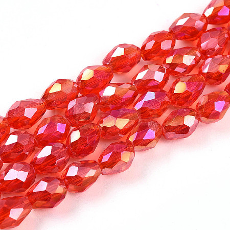Transparent Electroplate Glass Beads Strands EGLA-N013-T6mm-B29-1