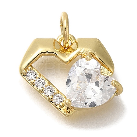 Rack Plating Brass Micro Pave Cubic Zirconia Charms KK-I720-53G-1