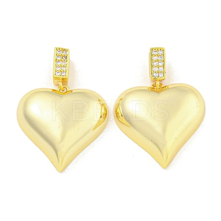 Heart Rack Plating Brass Clear Cubic Zirconia Pendants KK-M291-11G-1