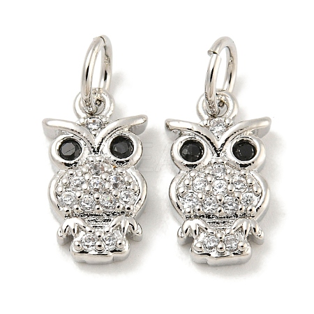 Rack Plating Brass Micro Pave Clear Cubic Zirconia Pendants KK-B093-02E-P-1