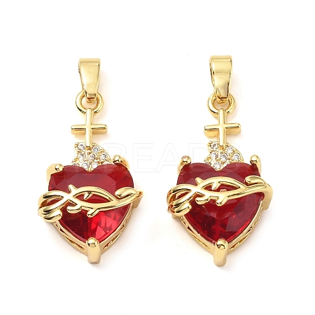 Brass Micro Pave Cubic Zirconia Pendants X-KK-G533-08G-1