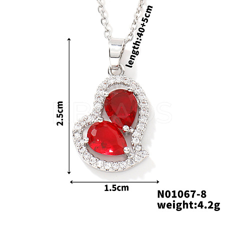 Elegant and Unique Style Brass & Glass Lock Collar Heart Pendant Necklaces for Women FN1868-8-1