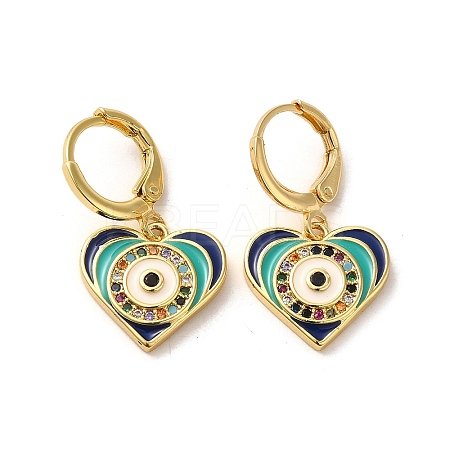 Evil Eye Real 18K Gold Plated Brass Dangle Leverback Earrings EJEW-Q797-01F-G-1
