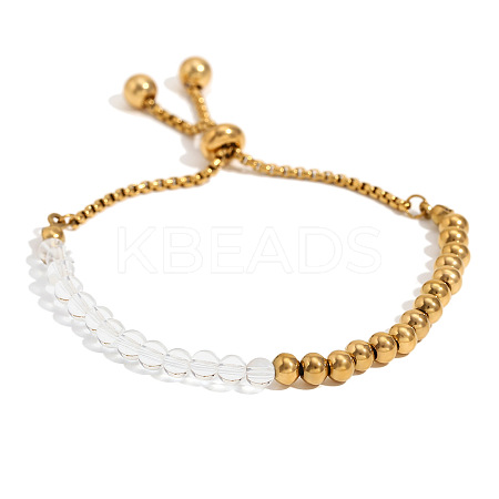 Retro Stainless Steel 18K Gold Acrylic Bead Rope Bracelet LS-PM1309-1-1