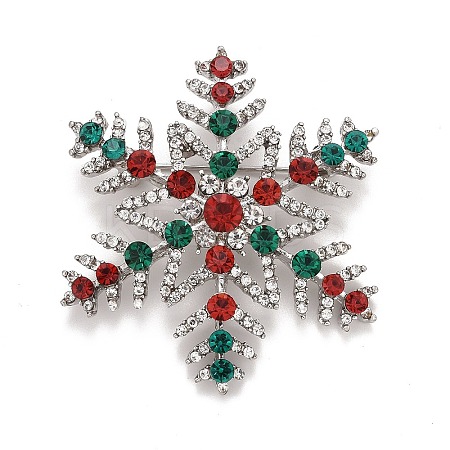 Colorful Rhinestone Snowflake Brooch for Christmas LS-JEWB-A004-04P-1
