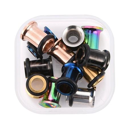 12Pcs 6 Colors 316 Surgical Stainless Steel Screw Ear Gauges Flesh Tunnels Plugs STAS-YW0001-14-1