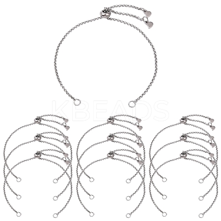 10Pcs 304 Stainless Steel Rolo Chain Bracelet Making AJEW-YW00004-01-1