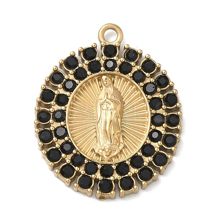 304 Stainless Steel & Rhinestone Pendants STAS-G371-09H-02G-1