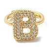 Rack Plating Letter Brass Micro Pave Clear Cubic Zirconia Adjustable Rings for Women KK-S391-03G-B-1
