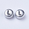Silver Color Plated Acrylic Horizontal Hole Letter Beads PB43C9070-L-2