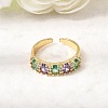 Brass Micro Pave Cubic Zirconia Cuff Rings for Women RJEW-K312-07G-2