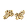 Brass Micro Pave Clear Cubic Zirconia Connector Charms KK-E068-VB330-3
