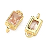 Brass Pave Cubic Zirconia Rectangle Connector Charms KK-P348-10G-04-2