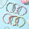 6Pcs 6 Colors Baking Paint Synthetic Turquoise Round & Cross Beads Stretch Bracelets for Men Women BJEW-JB12339-1