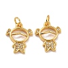 Brass Micro Pave Clear Cubic Zirconia Charms ZIRC-A021-52G-1