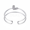 Non-Tarnish 304 Stainless Steel Heart Wrap Open Cuff Ring X-RJEW-T023-73P-2
