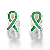 Alloy Enamel Awareness Ribbon Large Hole European Beads MPDL-R036-41D-2