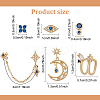 6Pcs 6 Style Flower & Square & Star & Moon Cubic Zirconia Stud Earrings EJEW-AN0003-31-2