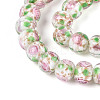 Handmade Lampwork Inner Flower Rondelle Beads Strands LAMP-T022-24K-3
