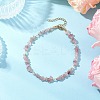 Dyed Natural Quartz Chip & Glass Beaded Anklets AJEW-AN00682-01-1