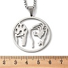 201 Stainless Steel Hollow Flat Round Animal Liberation Front Pendant Necklaces NJEW-H065-20P-3