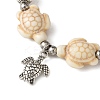 Starfish & Turtle Synthetic Turquoise Braided Beaded Bracelets BJEW-JB10926-03-3