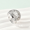 Brass Micro Pave Clear Cubic Zirconia Open Cuff Rings for Women RJEW-A059-05P-1