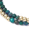 Natural Chrysocolla & Lapis Lazuli Round Beadeds Double-layered Bracelets for Women BJEW-JB12095-02-3