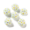 Luminous Polymer Clay Rhinestone Flower Beads RESI-C048-01-2