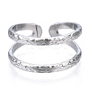 Non-Tarnish 304 Stainless Steel Double Line Open Cuff Ring LS-RJEW-N040-20-2