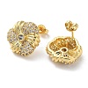 Flower Rack Plating Brass Micro Pave Clear Cubic Zirconia Stud Earrings for Women EJEW-A045-09G-2
