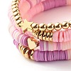 Synthetic Hematite & Polymer Clay Heishi Beads Stretch Bracelets Set BJEW-JB07380-4